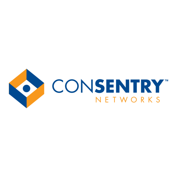 לוגו ConSentry Networks בצבע כחול עם עיצוב טכנולוגי מודרני