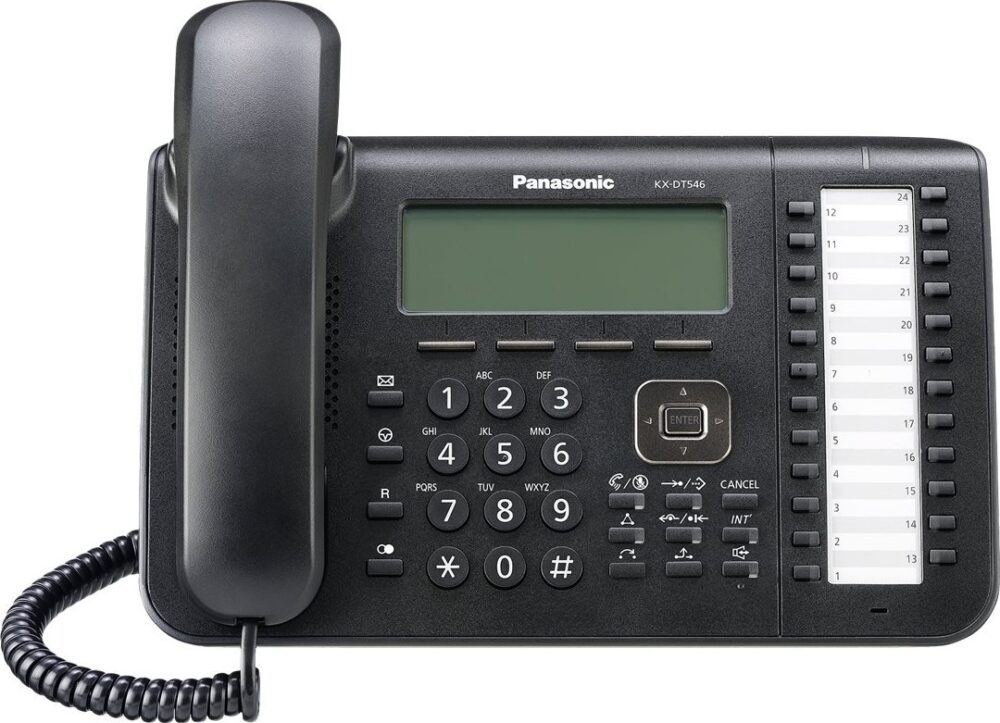 טלפון דיגיטלי חכם Panasonic KX-DT546 עם מסך LCD ו-24 מקשים ניתנים לתכנות